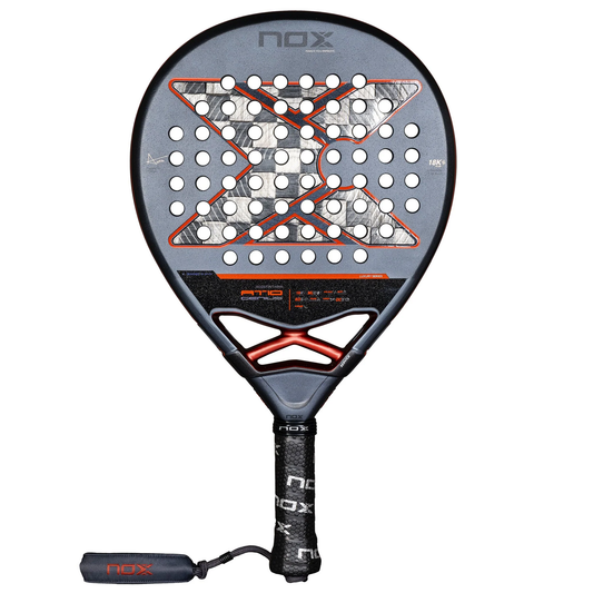 Front view of NOX AT10 18K Tapia racket with carbon 18K face